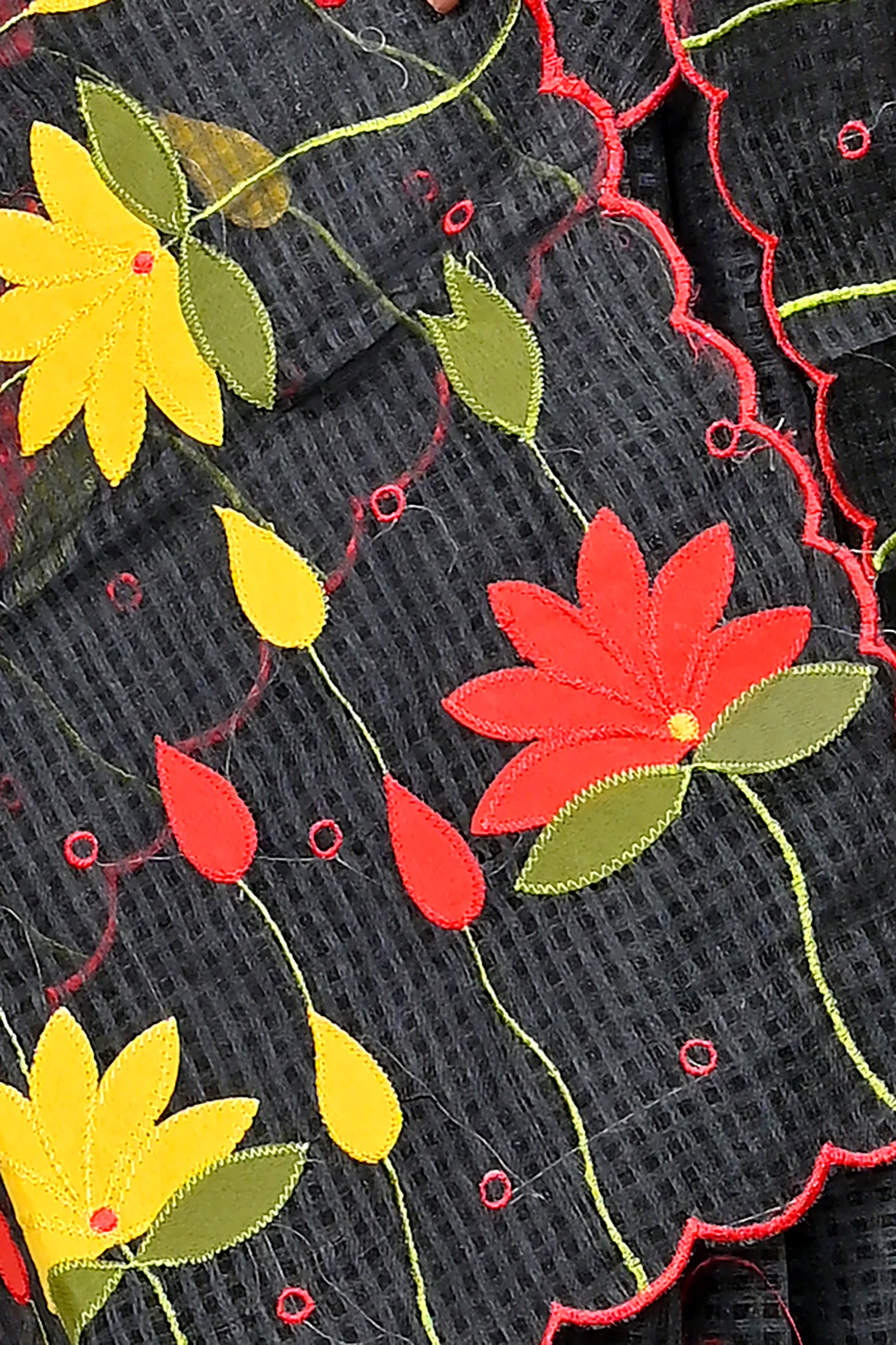 Black Kota Cotton Parva Applique Saree (567)